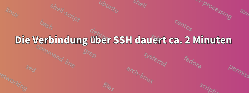 Die Verbindung über SSH dauert ca. 2 Minuten