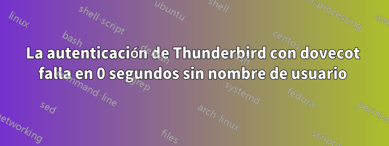 La autenticación de Thunderbird con dovecot falla en 0 segundos sin nombre de usuario