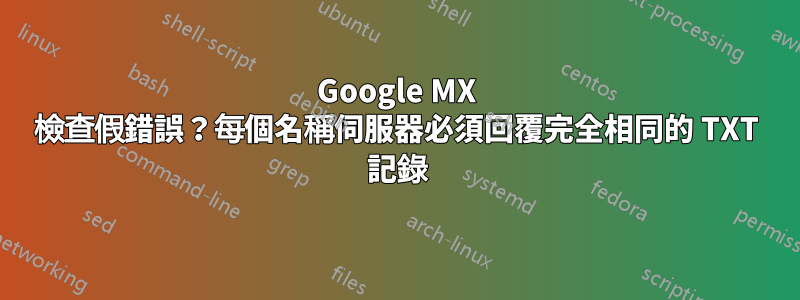 Google MX 檢查假錯誤？每個名稱伺服器必須回覆完全相同的 TXT 記錄