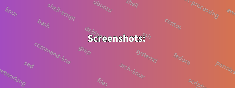 Screenshots: