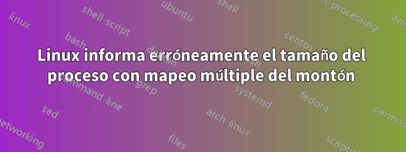 Linux informa erróneamente el tamaño del proceso con mapeo múltiple del montón