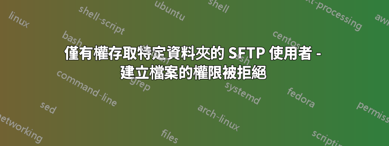 僅有權存取特定資料夾的 SFTP 使用者 - 建立檔案的權限被拒絕