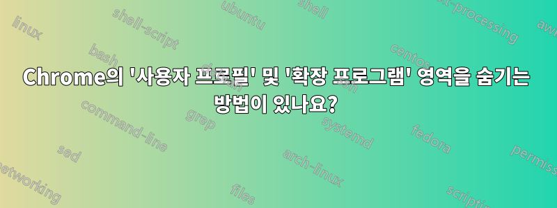 Chrome의 '사용자 프로필' 및 '확장 프로그램' 영역을 숨기는 방법이 있나요?