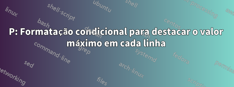 P: Formatação condicional para destacar o valor máximo em cada linha