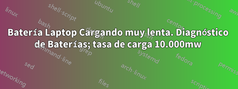 Batería Laptop Cargando muy lenta. Diagnóstico de Baterías; tasa de carga 10.000mw