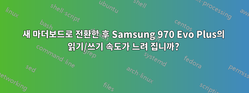 새 마더보드로 전환한 후 Samsung 970 Evo Plus의 읽기/쓰기 속도가 느려 집니까?