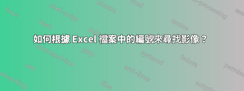 如何根據 Excel 檔案中的編號來尋找影像？