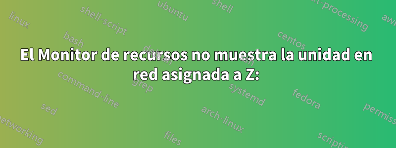 El Monitor de recursos no muestra la unidad en red asignada a Z: