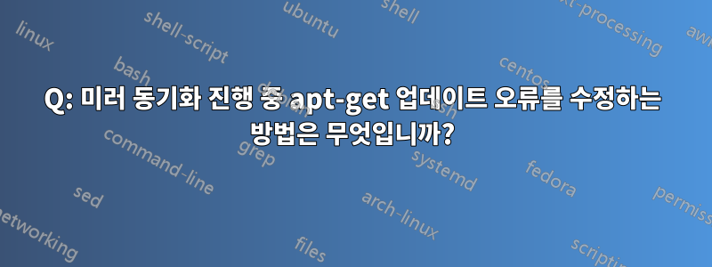 Q: 미러 동기화 진행 중 apt-get 업데이트 오류를 ​​수정하는 방법은 무엇입니까?