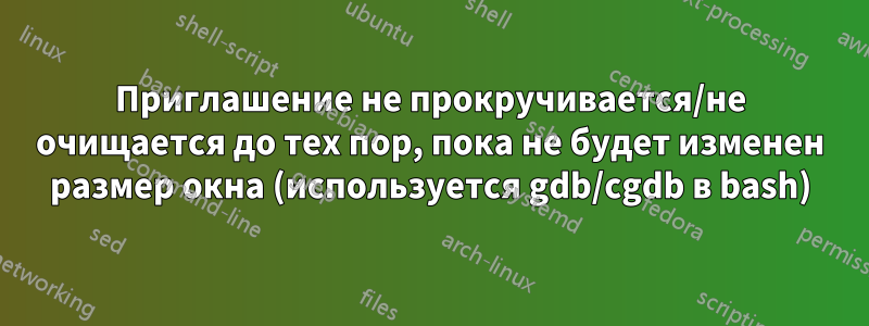 Приглашение не прокручивается/не очищается до тех пор, пока не будет изменен размер окна (используется gdb/cgdb в bash)