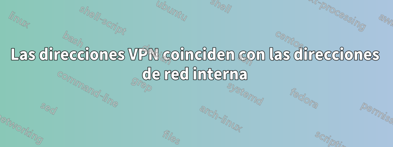 Las direcciones VPN coinciden con las direcciones de red interna