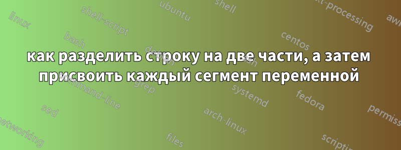 как разделить строку на две части, а затем присвоить каждый сегмент переменной