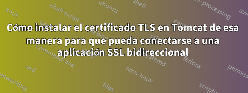 Cómo instalar el certificado TLS en Tomcat de esa manera para que pueda conectarse a una aplicación SSL bidireccional