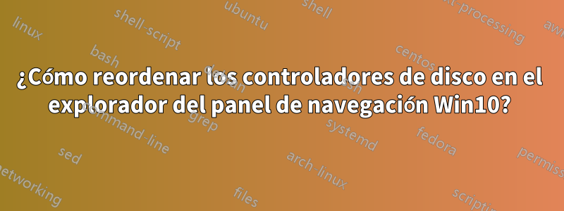 ¿Cómo reordenar los controladores de disco en el explorador del panel de navegación Win10?