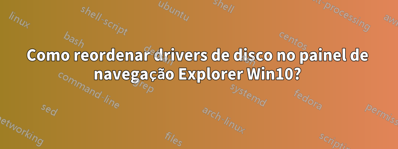 Como reordenar drivers de disco no painel de navegação Explorer Win10?