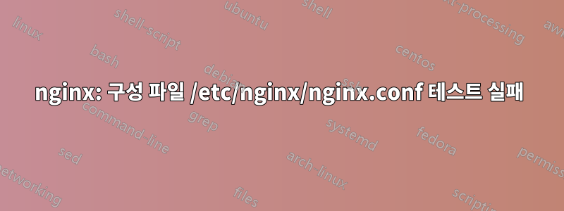 nginx: 구성 파일 /etc/nginx/nginx.conf 테스트 실패