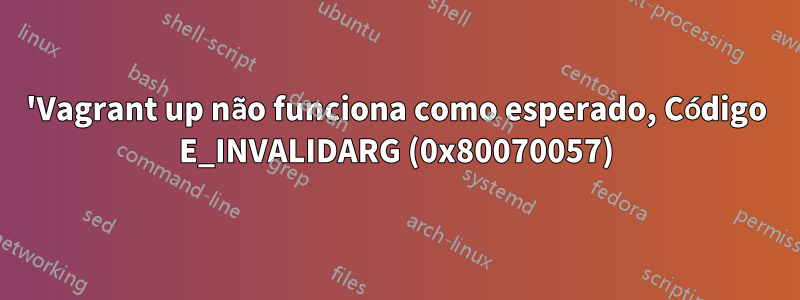 'Vagrant up não funciona como esperado, Código E_INVALIDARG (0x80070057)