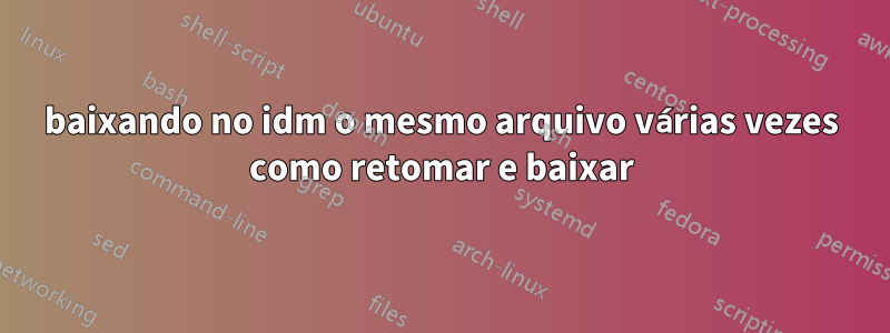 baixando no idm o mesmo arquivo várias vezes como retomar e baixar