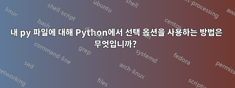 내 py 파일에 대해 Python에서 선택 옵션을 사용하는 방법은 무엇입니까? 