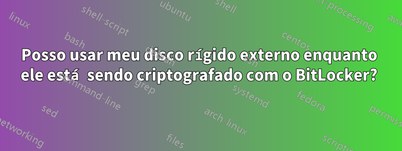 Posso usar meu disco rígido externo enquanto ele está sendo criptografado com o BitLocker?