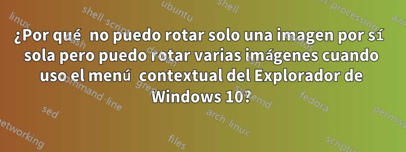 ¿Por qué no puedo rotar solo una imagen por sí sola pero puedo rotar varias imágenes cuando uso el menú contextual del Explorador de Windows 10?