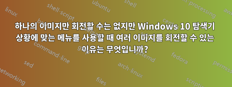 하나의 이미지만 회전할 수는 없지만 Windows 10 탐색기 상황에 맞는 메뉴를 사용할 때 여러 이미지를 회전할 수 있는 이유는 무엇입니까?