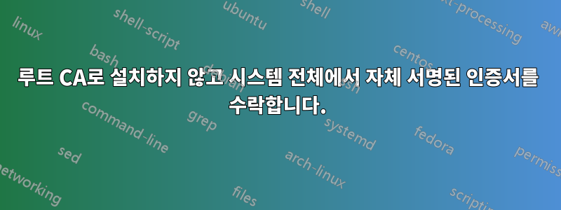 루트 CA로 설치하지 않고 시스템 전체에서 자체 서명된 인증서를 수락합니다.