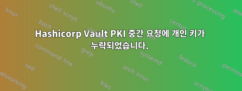 Hashicorp Vault PKI 중간 요청에 개인 키가 누락되었습니다.