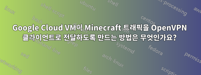 Google Cloud VM이 Minecraft 트래픽을 OpenVPN 클라이언트로 전달하도록 만드는 방법은 무엇인가요?