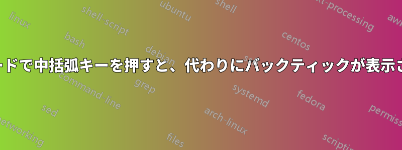 キーボードで中括弧キーを押すと、代わりにバックティックが表示されます