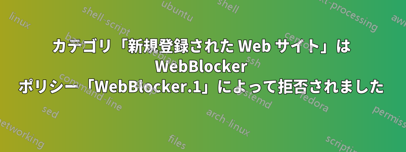 カテゴリ「新規登録された Web サイト」は WebBlocker ポリシー「WebBlocker.1」によって拒否されました