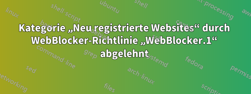 Kategorie „Neu registrierte Websites“ durch WebBlocker-Richtlinie „WebBlocker.1“ abgelehnt