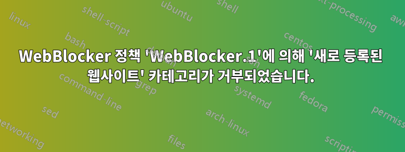 WebBlocker 정책 'WebBlocker.1'에 의해 '새로 등록된 웹사이트' 카테고리가 거부되었습니다.