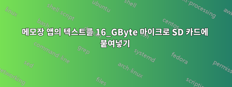 메모장 앱의 텍스트를 16_GByte 마이크로 SD 카드에 붙여넣기