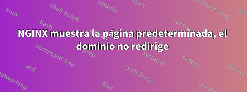 NGINX muestra la página predeterminada, el dominio no redirige