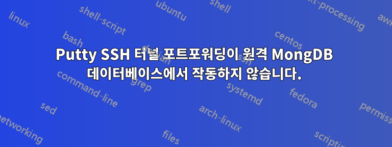 Putty SSH 터널 포트포워딩이 원격 MongDB 데이터베이스에서 작동하지 않습니다.