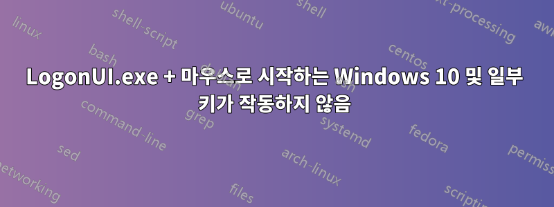 LogonUI.exe + 마우스로 시작하는 Windows 10 및 일부 키가 작동하지 않음