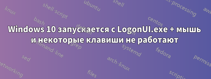 Windows 10 запускается с LogonUI.exe + мышь и некоторые клавиши не работают