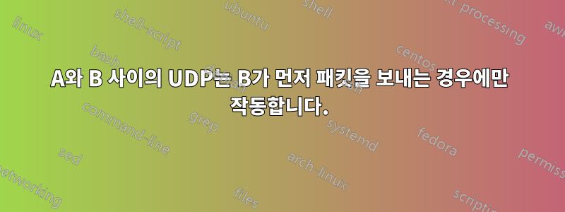 A와 B 사이의 UDP는 B가 먼저 패킷을 보내는 경우에만 작동합니다.