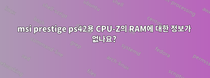 msi prestige ps42용 CPU-Z의 RAM에 대한 정보가 없나요?