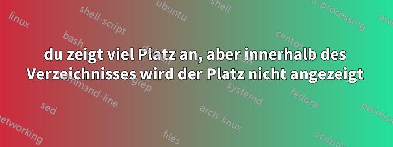 du zeigt viel Platz an, aber innerhalb des Verzeichnisses wird der Platz nicht angezeigt