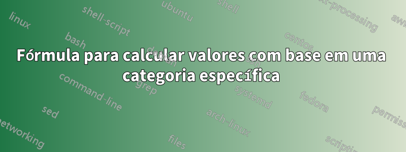 Fórmula para calcular valores com base em uma categoria específica