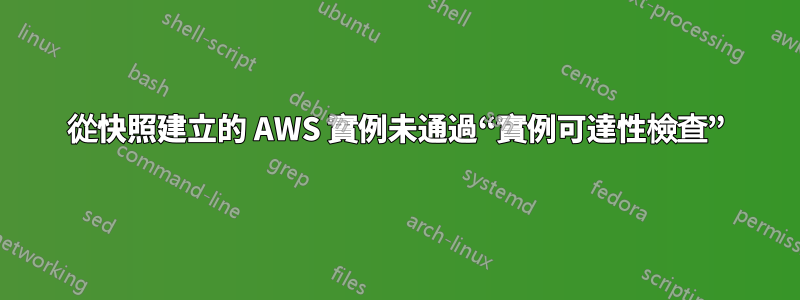 從快照建立的 AWS 實例未通過“實例可達性檢查”