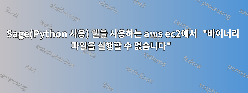 Sage(Python 사용) 쉘을 사용하는 aws ec2에서 "바이너리 파일을 실행할 수 없습니다"