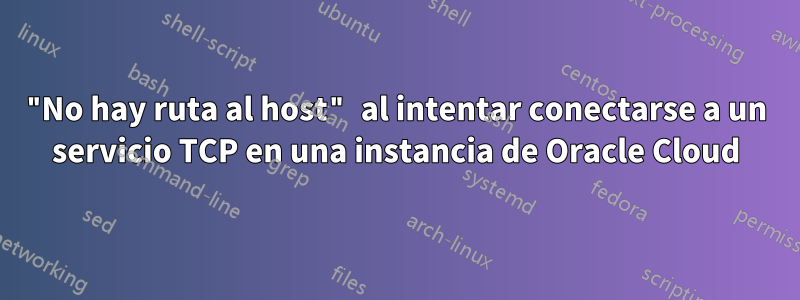 "No hay ruta al host" al intentar conectarse a un servicio TCP en una instancia de Oracle Cloud