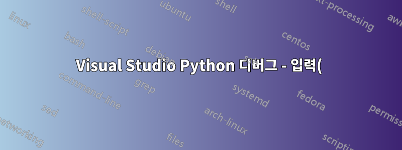 Visual Studio Python 디버그 - 입력() 함수 오류