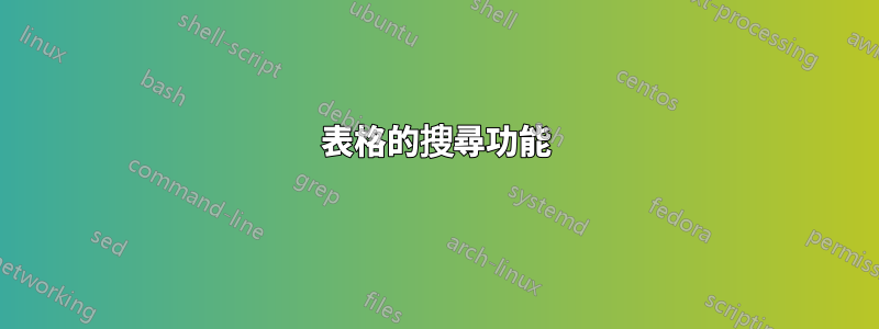 表格的搜尋功能