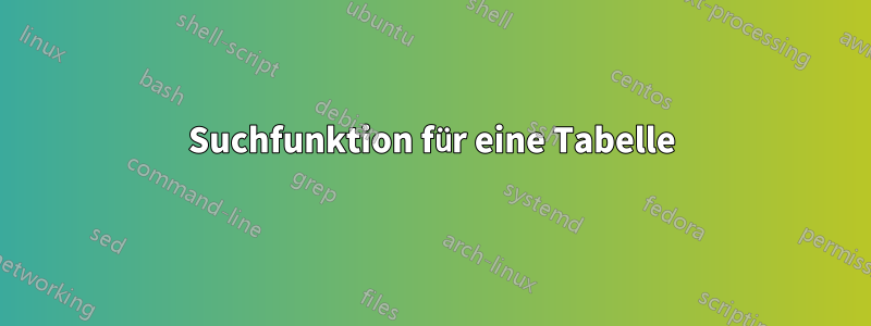 Suchfunktion für eine Tabelle