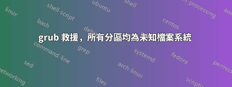 grub 救援，所有分區均為未知檔案系統