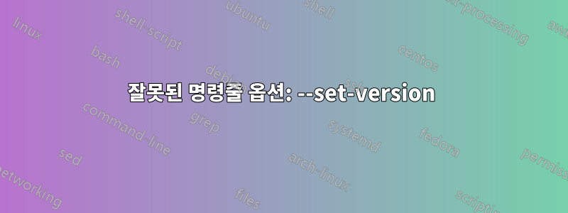 잘못된 명령줄 옵션: --set-version